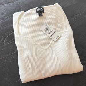INC International Concepts White Fitted Ribbed Top
